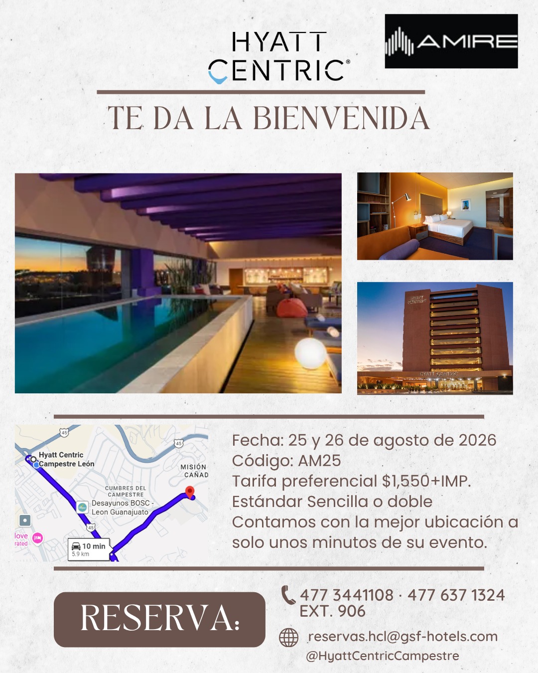 Tarifa preferencial Hyatt Centric Campestre León para el 3er Encuentro AMIRE 2026