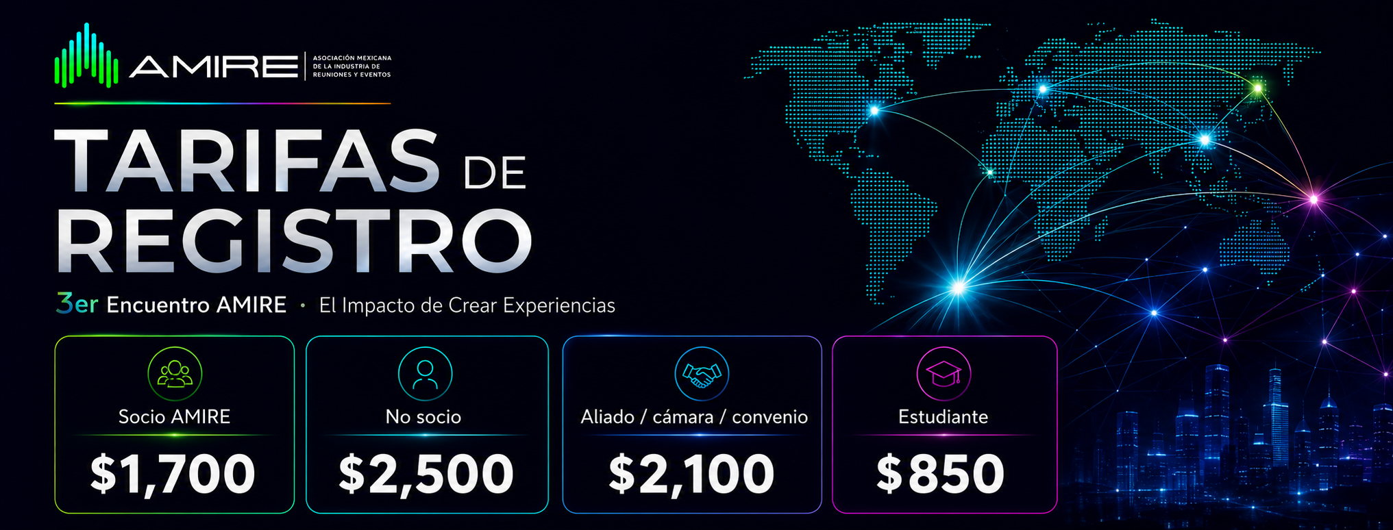 Tarifas de registro del 3er Encuentro AMIRE 2026